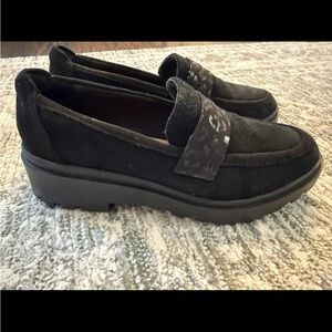 Women's Black Suede Loafers clarks